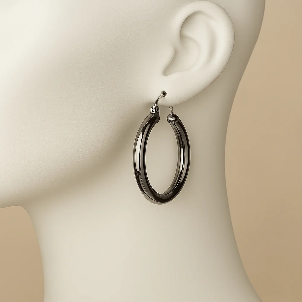 MIXIT Sensitive Ears Hypoallergenic Grey Hoop Earrings, Women's Fashion Jewelry